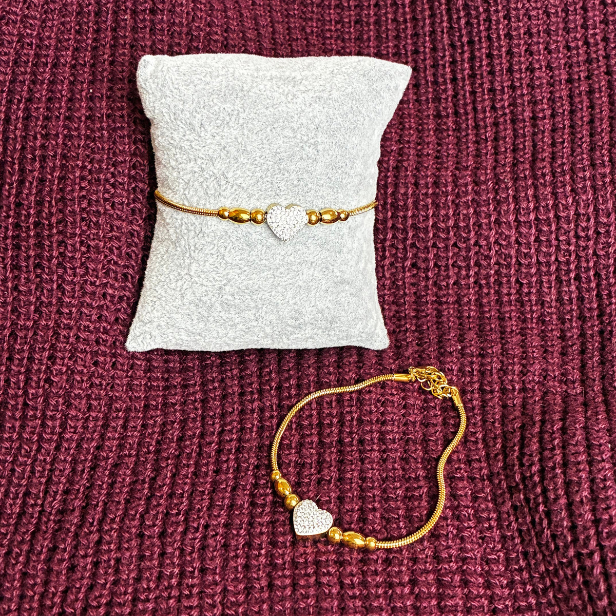 Pulseira coração strass
