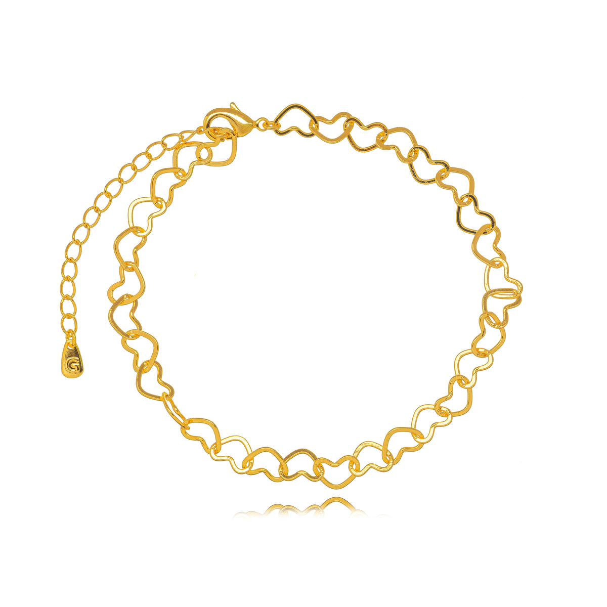 Pulseira corações vazados dourado