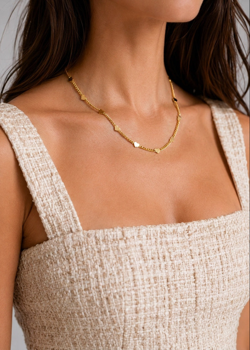 Choker corações chapa dourado