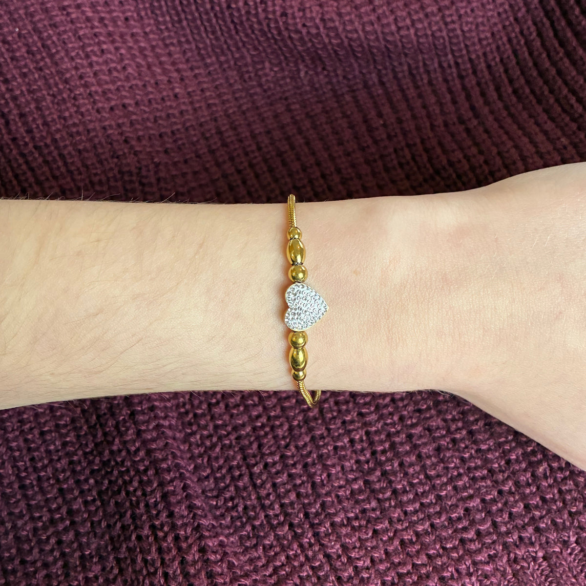 Pulseira coração strass