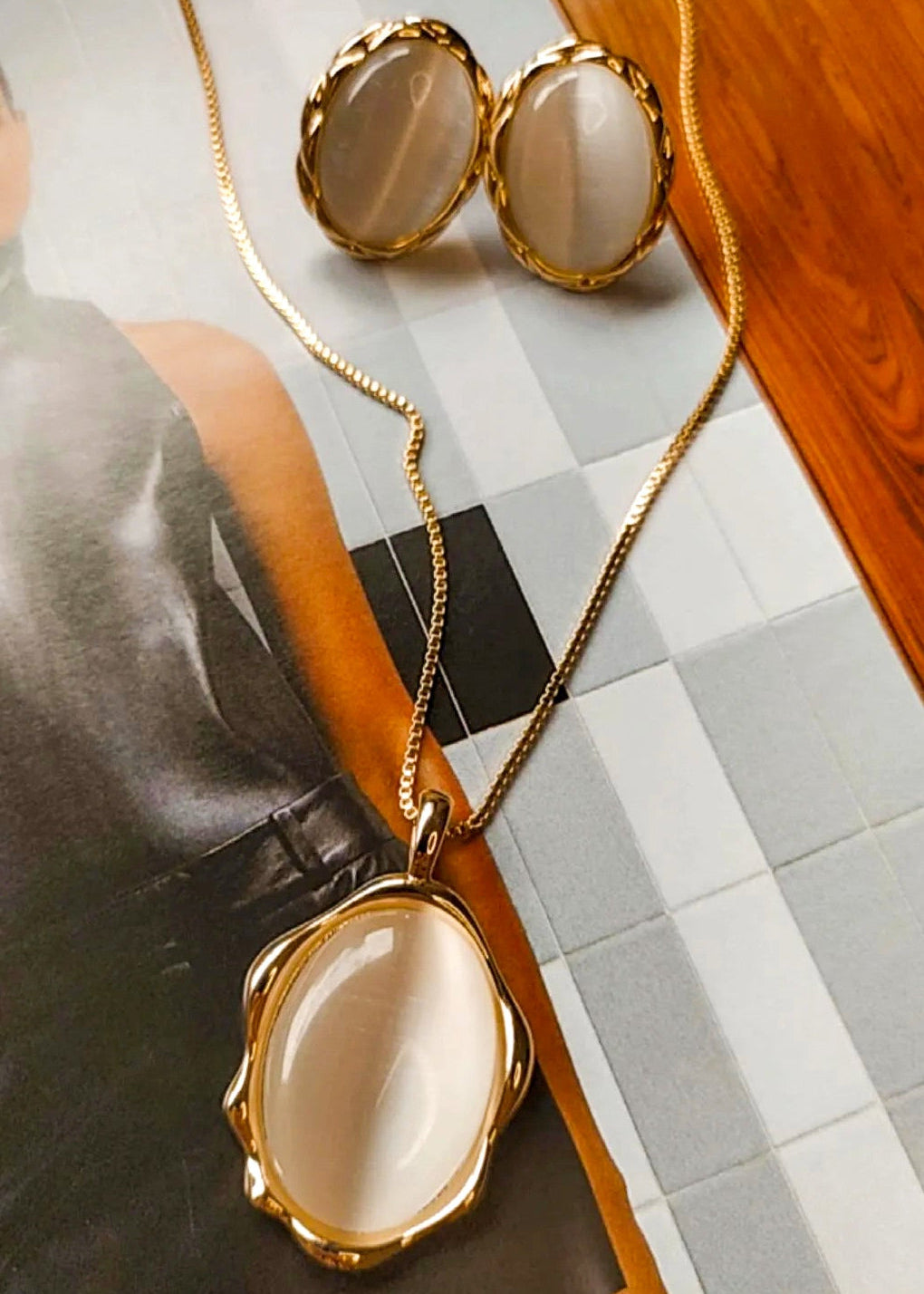 Conjunto pedra Olho de Gato