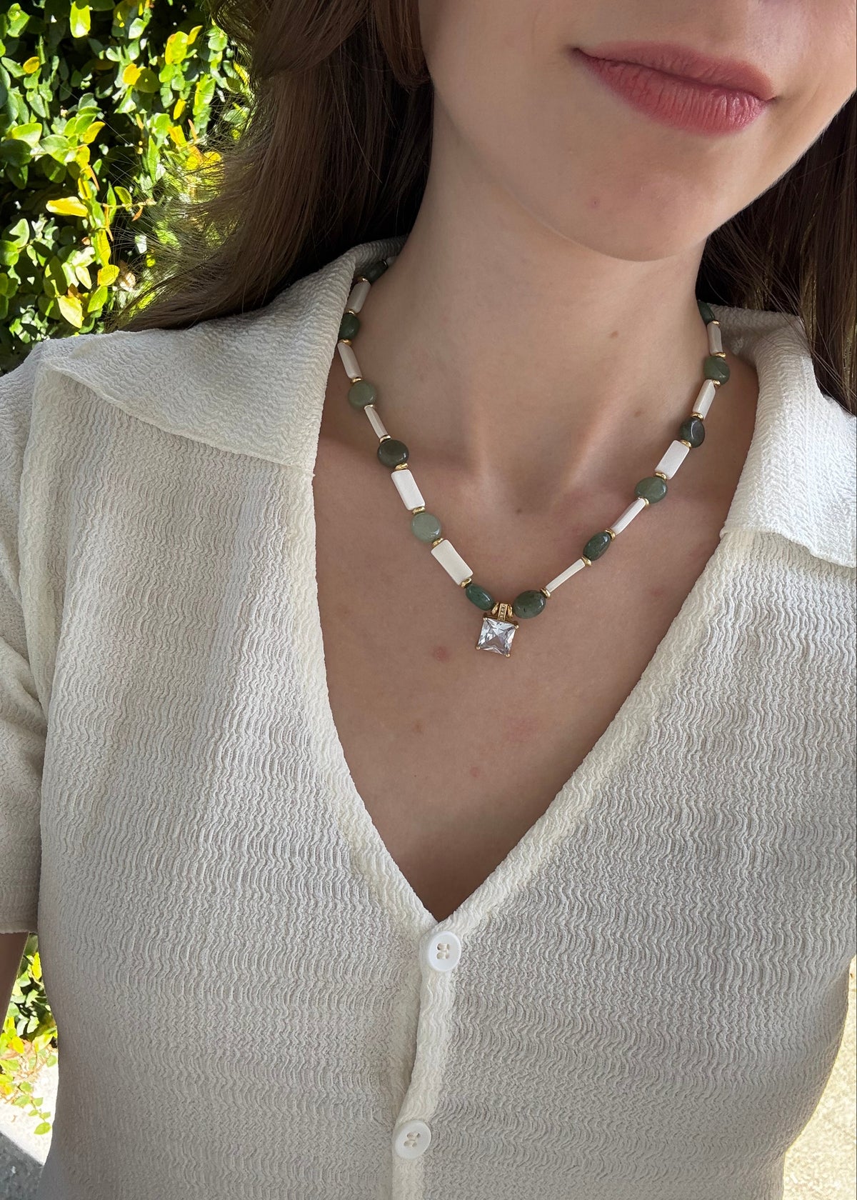 Colar Jade com madrepérola