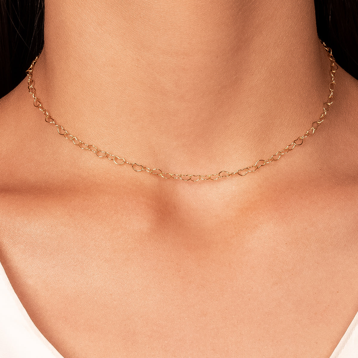 Choker corações vazados dourado