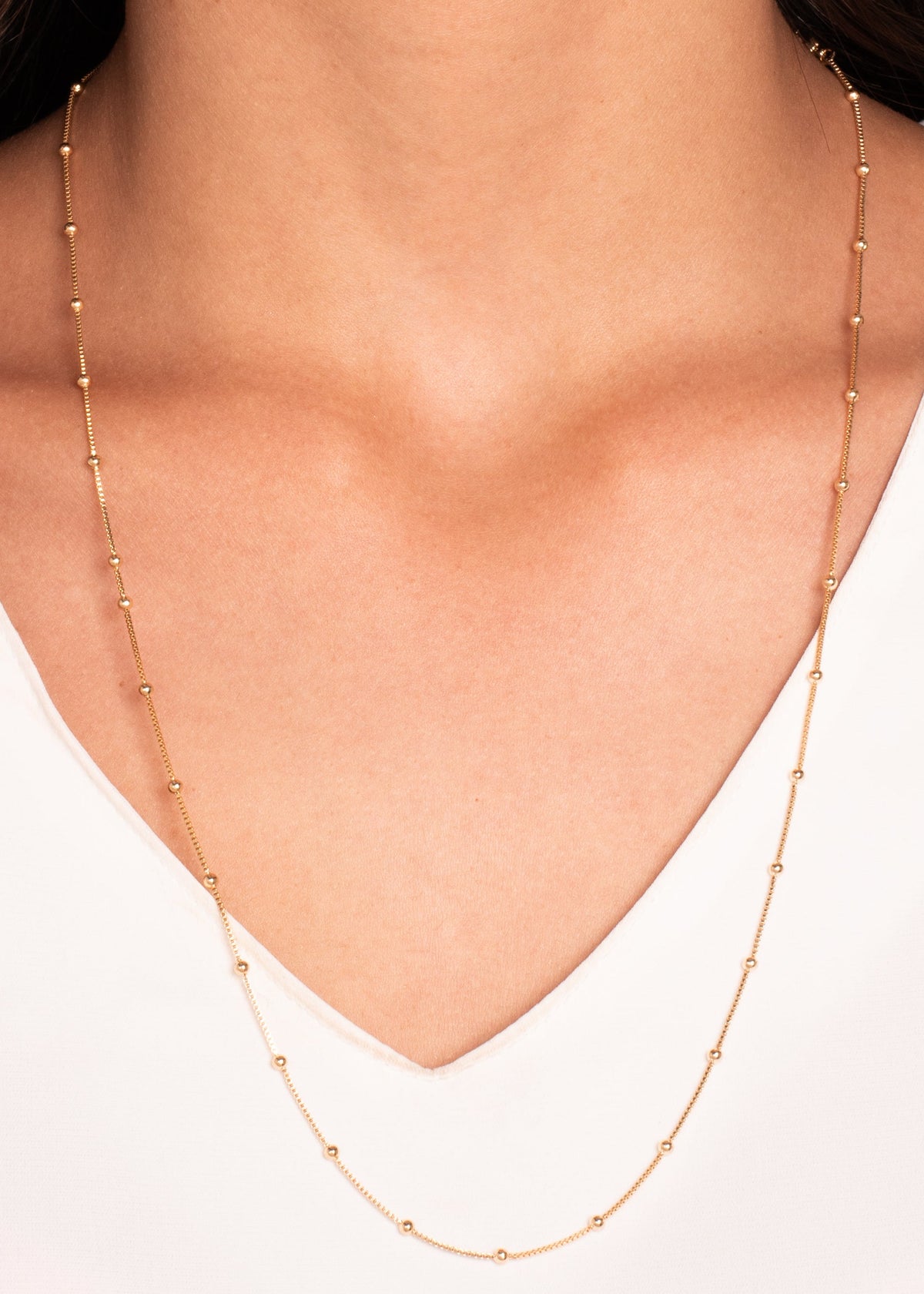 Colar longo Bolinhas dourado