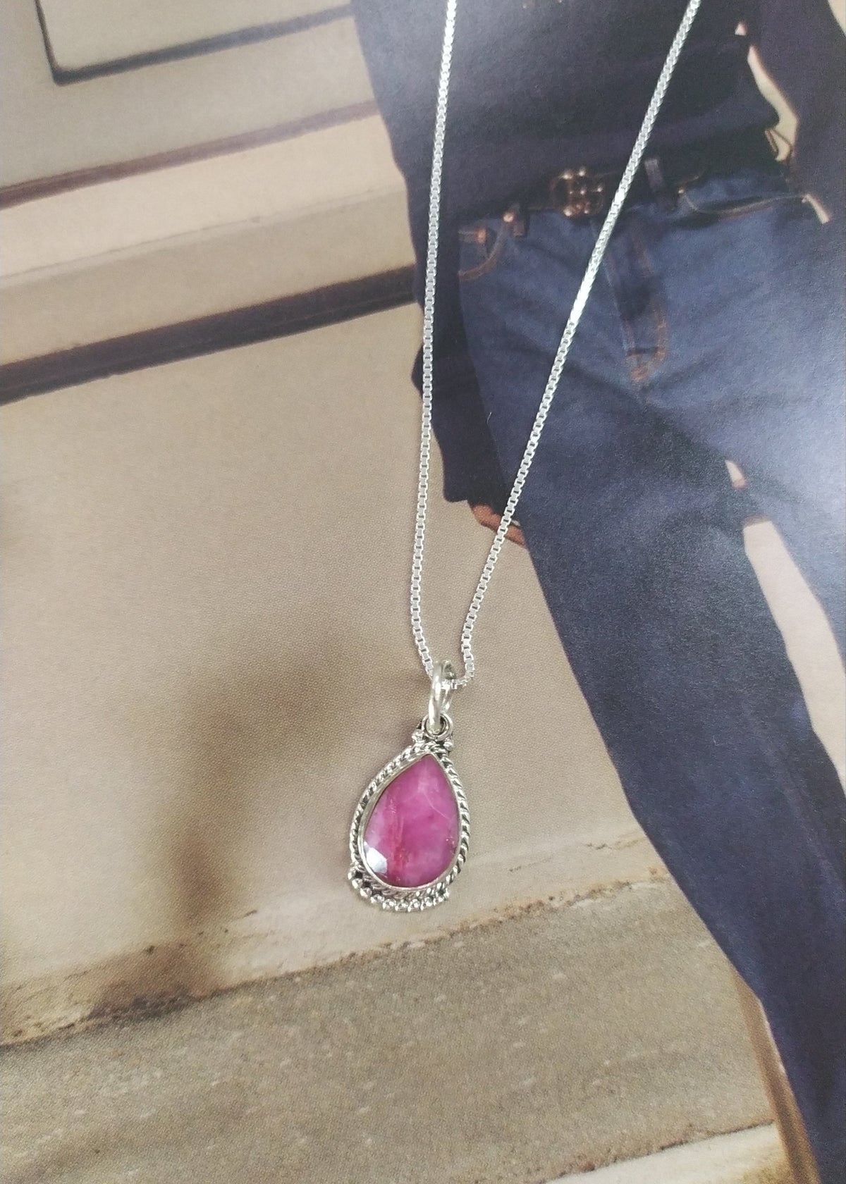 Colar gota Pink Prata 925