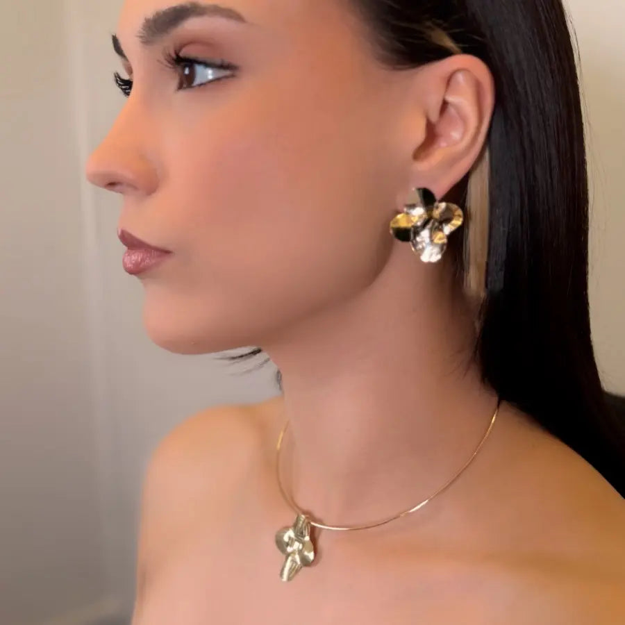 Conjunto Aro Flor dourado