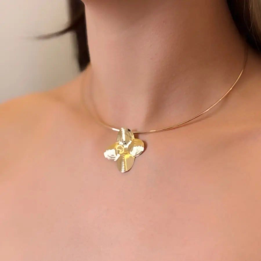 Conjunto Aro Flor dourado