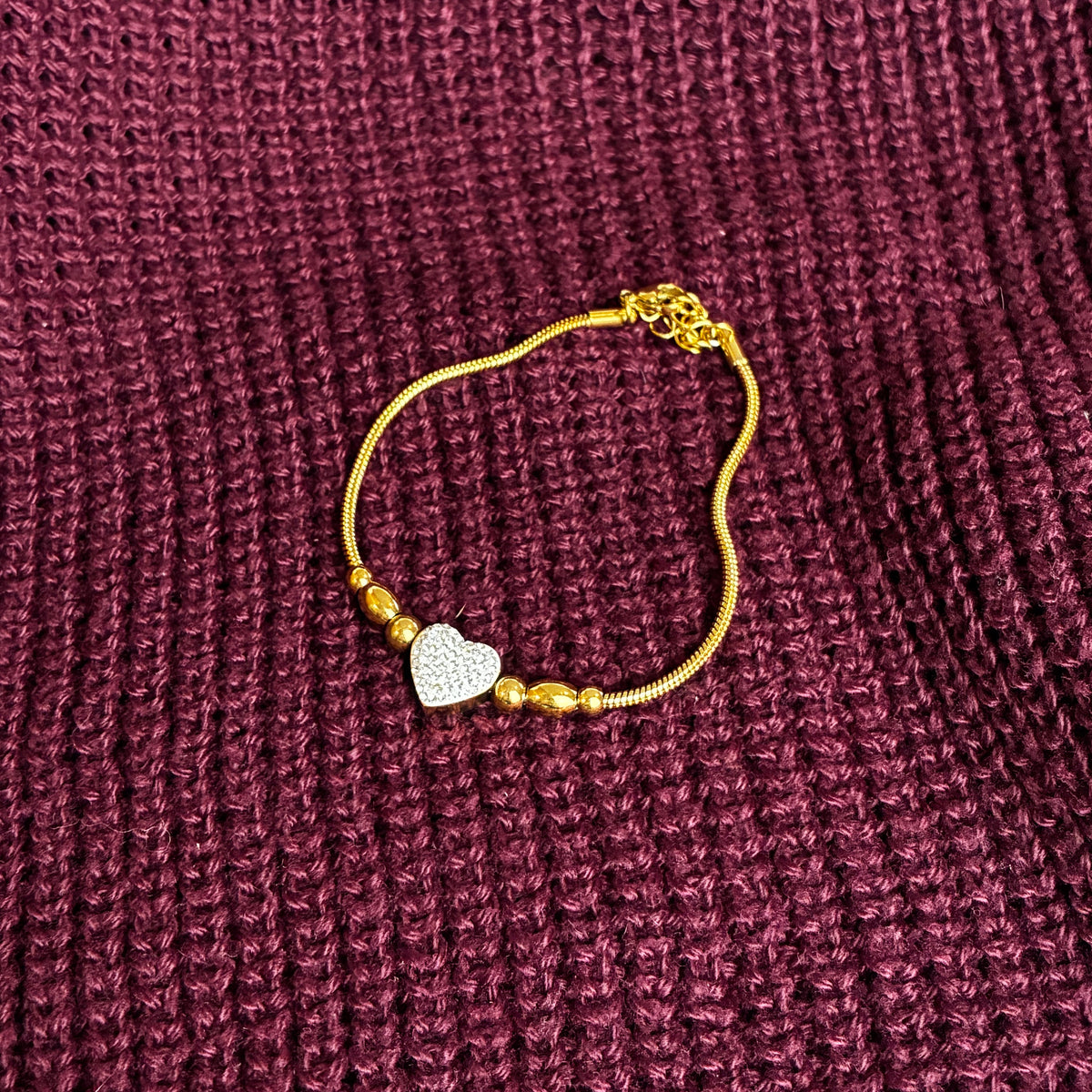 Pulseira coração strass