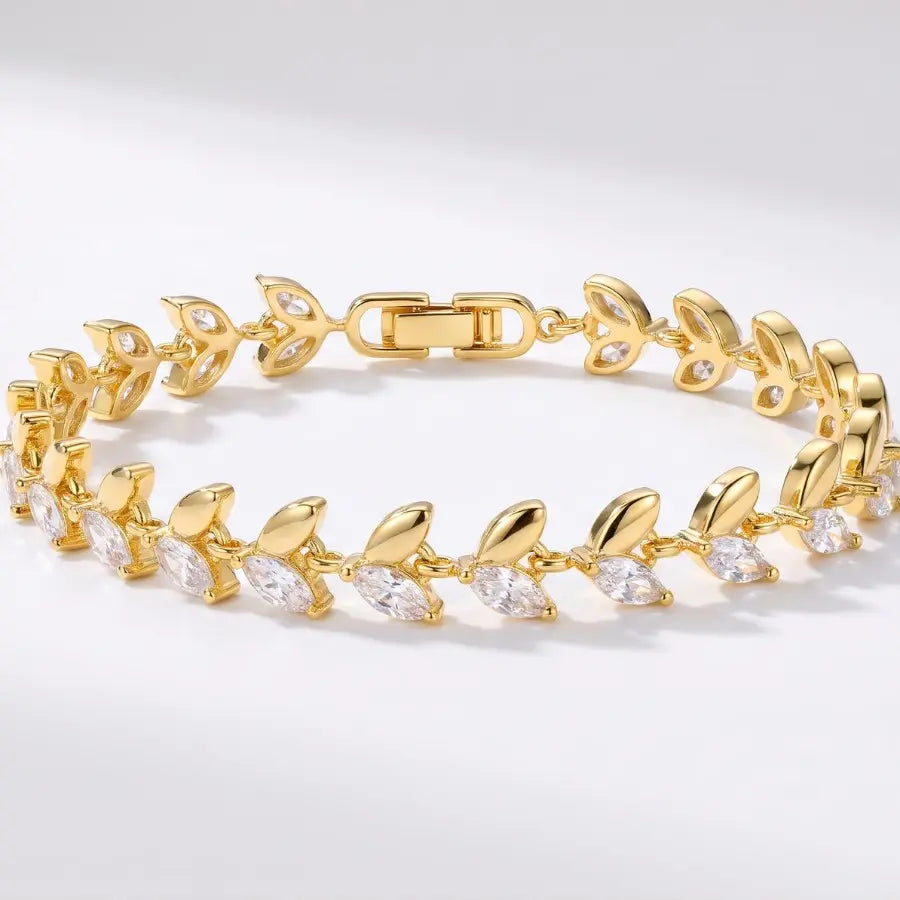 Pulseira Folha com zircônia